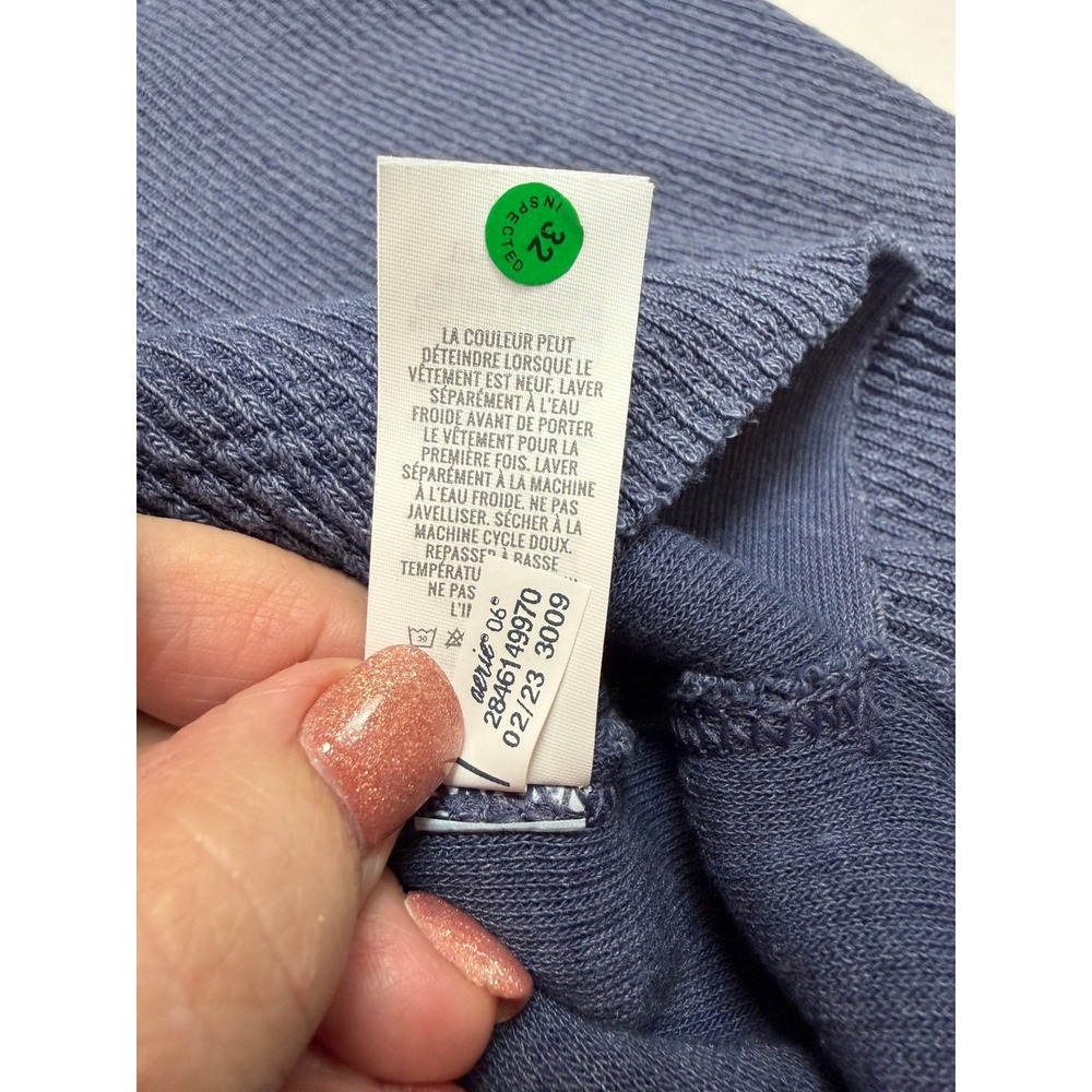 Aerie Oversized Waffle Knit V-Neck‎ Sweater Navy Blue Slouchy Split Hem Small - Picture 5 of 5